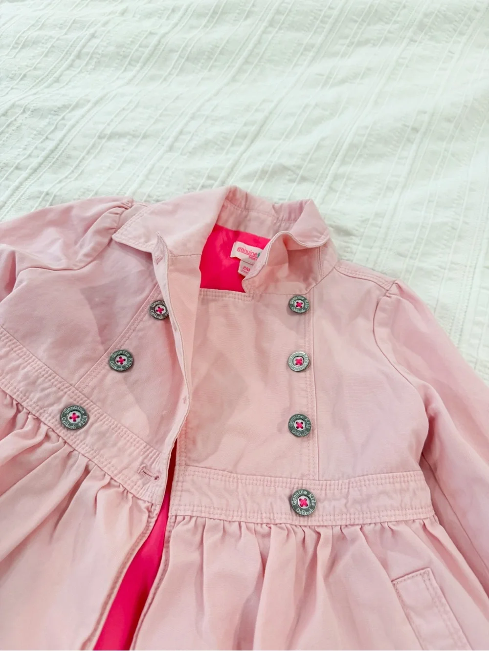 OshKosh B'gosh Pink Double Breasted Peacoat Jacket Toddler Girl 24M / 2T